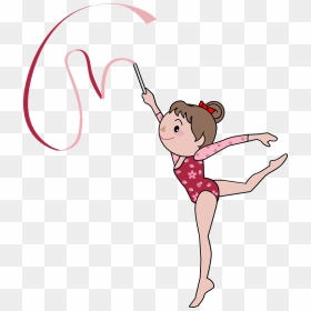 Rhythmic Gymnastics Ribbon Clipart - Rhythmic Gymnastic Cartoon, HD Png Download - gymnastics png