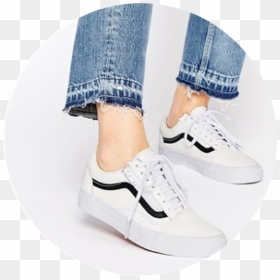 Vans Old Skool Zip White And Black - Old Skool White Black Stripe, HD Png Download - white vans png