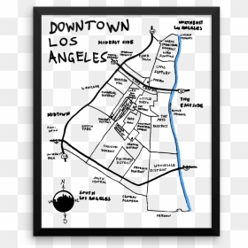 Wall Art Downtown Los Angeles, California - Downtown Los Angeles Skyline Map, HD Png Download - los angeles skyline png
