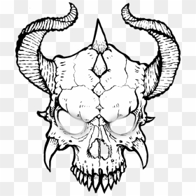 #skull #skulls #devil #demon #mask #evil - Demon Skull With Horns, HD Png Download - evil skull png