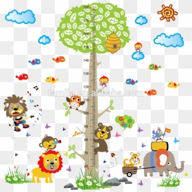 Kids Cartoon Jungle Forest Animals Zoo Monkey Tree - Tree Animals Cartoon Png, Transparent Png - jungle tree png