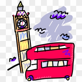 Vector Illustration Of Double-decker Bus In London, - Big Ben Clip Art, HD Png Download - big ben png
