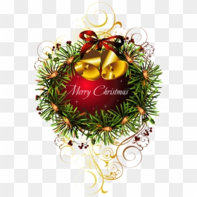 Red Christmas Transparent Ball With Bells View - Merry Christmas On Ball, HD Png Download - christmas bells png