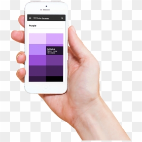 Hand Holding Mobile Phone With Ibm Design Color Swatchbook - Ibm Design Language Mobile, HD Png Download - hand holding iphone png