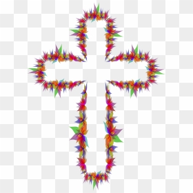 Clipart Cross With Flowers Png Library Stock Clipart - Cruz De Flores Png, Transparent Png - grunge cross png