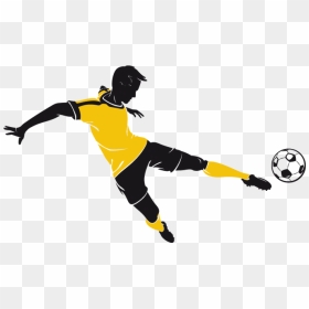 Footballer Silhouette Black And Yellow, HD Png Download - football player silhouette png