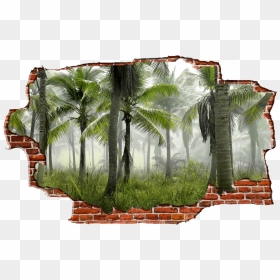 Zapwalls Decals Jungle Tree View Breaking Wall Nature"  - 4k Coconut Tree Forest, HD Png Download - jungle tree png