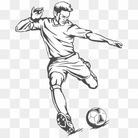 Football Player Kick Hand - Drawing Of A Footballer, HD Png Download - football player silhouette png