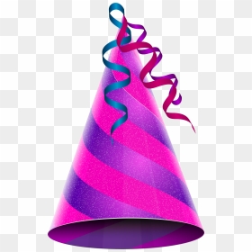 Birthday Party Hat Purple Pink Png Clip Art Imageu200b - Transparent Background Birthday Cap, Png Download - party blower png