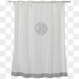 White Shower Curtain With Grey Monogram, HD Png Download - black curtain png