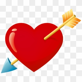 Free Clipart Heart With Arrow Picture Black And White - Valentines Day Heart With Arrow, HD Png Download - heart arrow png