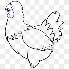 How To Draw A Cute Chicken In A Few Easy Steps Easy - Chicken Drawing, HD Png Download - feather drawing png