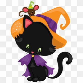 Black Cat Halloween Clipart At Getdrawings - Cute Halloween Black Cat Clipart, HD Png Download - black cat clipart png