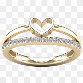 24 Ct Heart Two Lines Ladies Ring In 14k Gold - Engagement Ring, HD Png Download - gold lines png