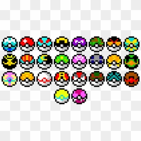All Pokeballs Pixel Art , Png Download - All Pokeballs Pixel Art, Transparent Png - pokeballs png