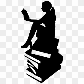 Girl Reading Silhouette Png, Transparent Png - book silhouette png