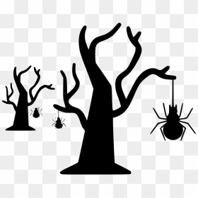 Tree Bug Net Spider Hanging Halloween - Spider Hanging From Tree, HD Png Download - black widow spider png