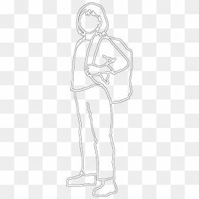 Silhouette Of School Girl - Line Art, HD Png Download - book silhouette png