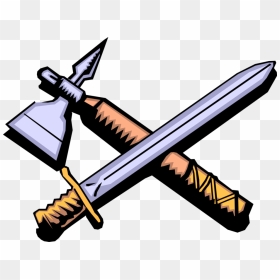 Vector Illustration Of Middle Ages Medieval Sword And - Weapons Clipart Png, Transparent Png - cartoon sword png