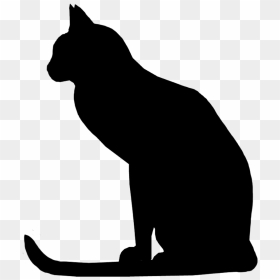 Attentive Cat Silhouette, Cat With Long Tail Silhouette - Silouette Of A Cat, HD Png Download - book silhouette png