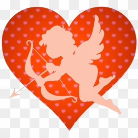 Cupid With Bow Arrow And Heart - Heart With Cupid Arrow, HD Png Download - heart arrow png