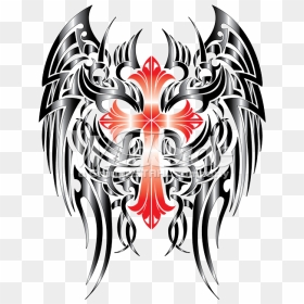 Cross With Gothic Wings - Gothic Cross Transparent, HD Png Download - gothic cross png