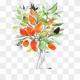 Arbre A Piment Dessin, HD Png Download - watercolor tree png