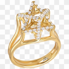 Merkaba Light Yellow Gold Ring With Diamonds , Png - Engagement Ring, Transparent Png - gold ring png