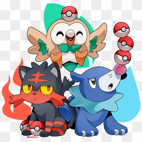 Pokemon Clipart Happy - Litten Rowlet Popplio Png, Transparent Png - litten png