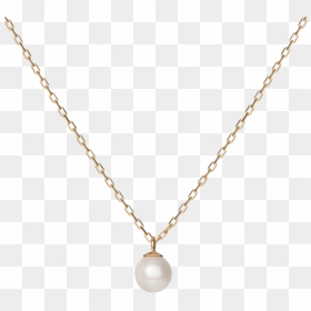 Single Pearl Pendant Gold Necklace , Png Download - Simple Necklace, Transparent Png - pearl necklace png
