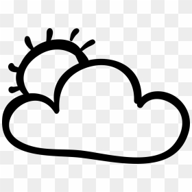 Cloud And Sun Hand Drawn Outlines - Clouds And Sun Outline Png, Transparent Png - drawn heart outline png