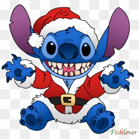 Santa Stitch By Fishlover - Stitch With Santa Hat, HD Png Download - lilo and stitch png