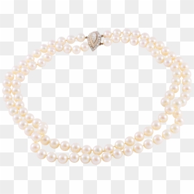 Ciner Two Strand Hand-strung Faux Pearl Necklace With - Two Strand Pearl Necklace Diamond Clasp, HD Png Download - pearl necklace png
