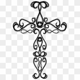 Catholic Cross Drawing - Cross Drawings, HD Png Download - cross clipart black and white png
