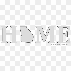 Georgia Home Stencil Pattern Shape State Clip Art Outline - Line Art, HD Png Download - georgia outline png
