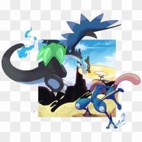 Charizard X Vs Ash Greninja, Png Download - Ash Greninja Vs Charizard, Transparent Png - greninja png