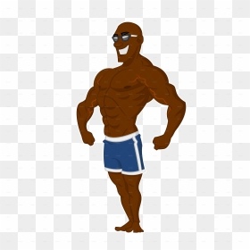 Bodybuilding Clipart Animation - Cartoon Black Muscle Guy, HD Png Download - bodybuilder png