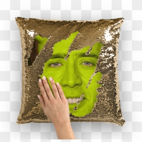Nicolas Cage As Shrek ﻿sequin Cushion Cover"  Class= - Nicolas Cage Shrek Pillow, HD Png Download - shrek head png