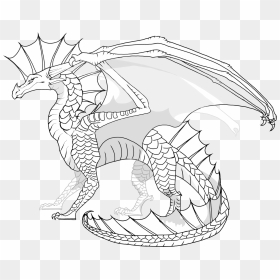 Line Art Dragon Character Legendary Creature - Wings Of Fire Dragon Lineart, HD Png Download - dragon wings png