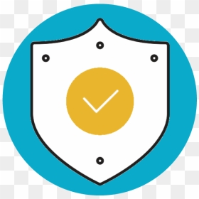 Blue Circle Icon With White Shield In Center With Yellow - Circle, HD Png Download - white check mark png