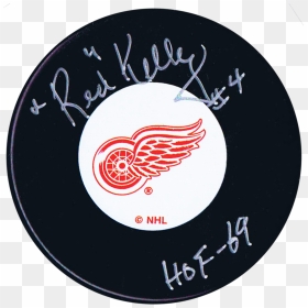 Red Kelly Autographed Detroit Red Wings Puck - Detroit Red Wings, HD Png Download - detroit red wings logo png