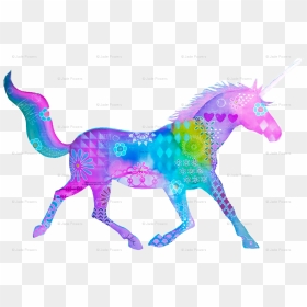 Mixed Media Colorful Unicorn Silhouette Wallpaper - Unicorn, HD Png Download - unicorn silhouette png