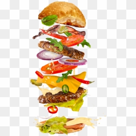 Menu Burger Restaurant In - Junk Food Flying Png, Transparent Png - hamburger menu png