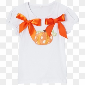 Orange Ribbon Pumpkin Short Sleeve Thanksgiving & Halloween - Blouse, HD Png Download - orange ribbon png