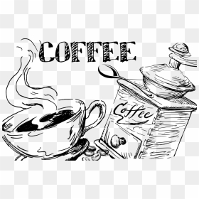 Coffee Cup Cafe Caffeinated Drink Drawing - Coffee Hand Drawn Png, Transparent Png - hand drawing png
