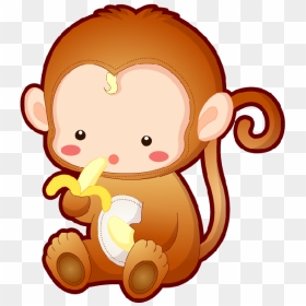 Animated Monkeys Pictures - Baby Cute Cartoon Monkey, HD Png Download - baby monkey png
