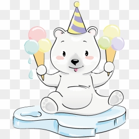 Cute Polar Bear With Ice Cream Clipart - Cartoon, HD Png Download - ice cream clipart png