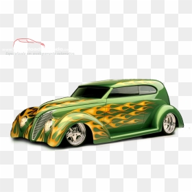 Silhouette Hot Rod Flames , Png Download - Classic Lowrider Car Png, Transparent Png - green flames png