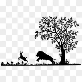 Tree Silhouette With Birds, HD Png Download - lion silhouette png