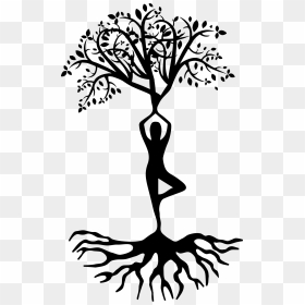 Tree With Roots Silhouette Png - Clipart Yoga Tree Pose, Transparent Png - tree drawing png